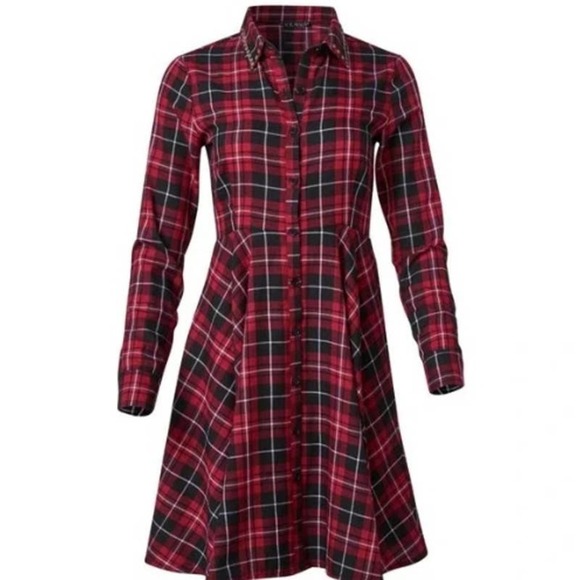 VENUS Dresses & Skirts - Venus Red Plaid Shirtdress Size 2 EUC
